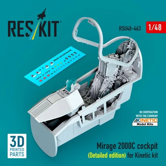 Mirage 2000C cockpit (Detailed edition) for Kinetic kit (3D Printed... Mirage 2000C cockpit (Detailed edition) for Kinetic kit (3D Printed...