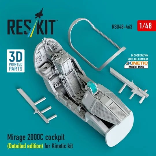 Mirage 2000C cockpit (Detailed edition) for Kinetic kit (3D Printed... Mirage 2000C cockpit (Detailed edition) for Kinetic kit (3D Printed...