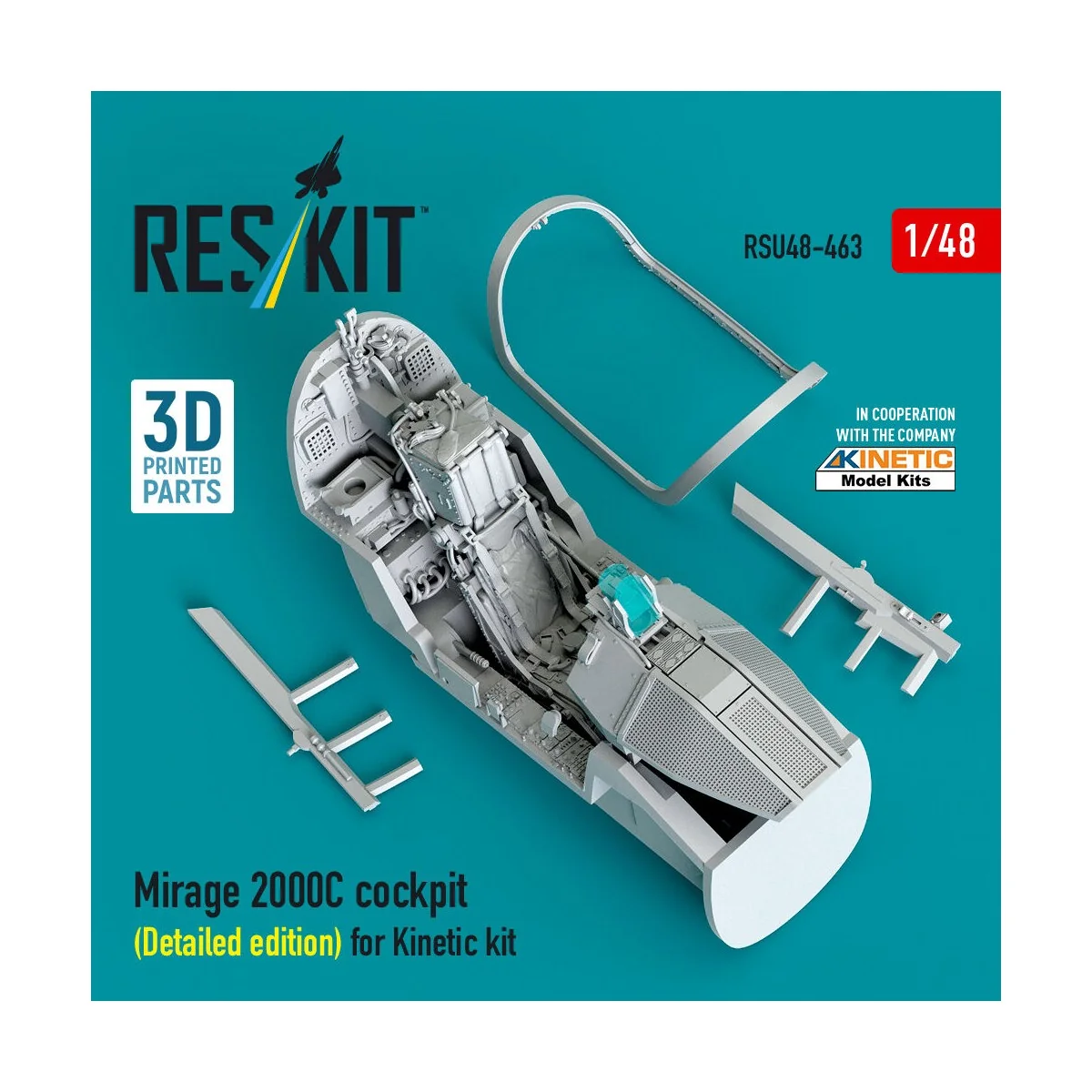 Mirage 2000C cockpit (Detailed edition) for Kinetic kit (3D Printed... Mirage 2000C cockpit (Detailed edition) for Kinetic kit (3D Printed...