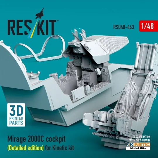 Mirage 2000C cockpit (Detailed edition) for Kinetic kit (3D Printed... Mirage 2000C cockpit (Detailed edition) for Kinetic kit (3D Printed...