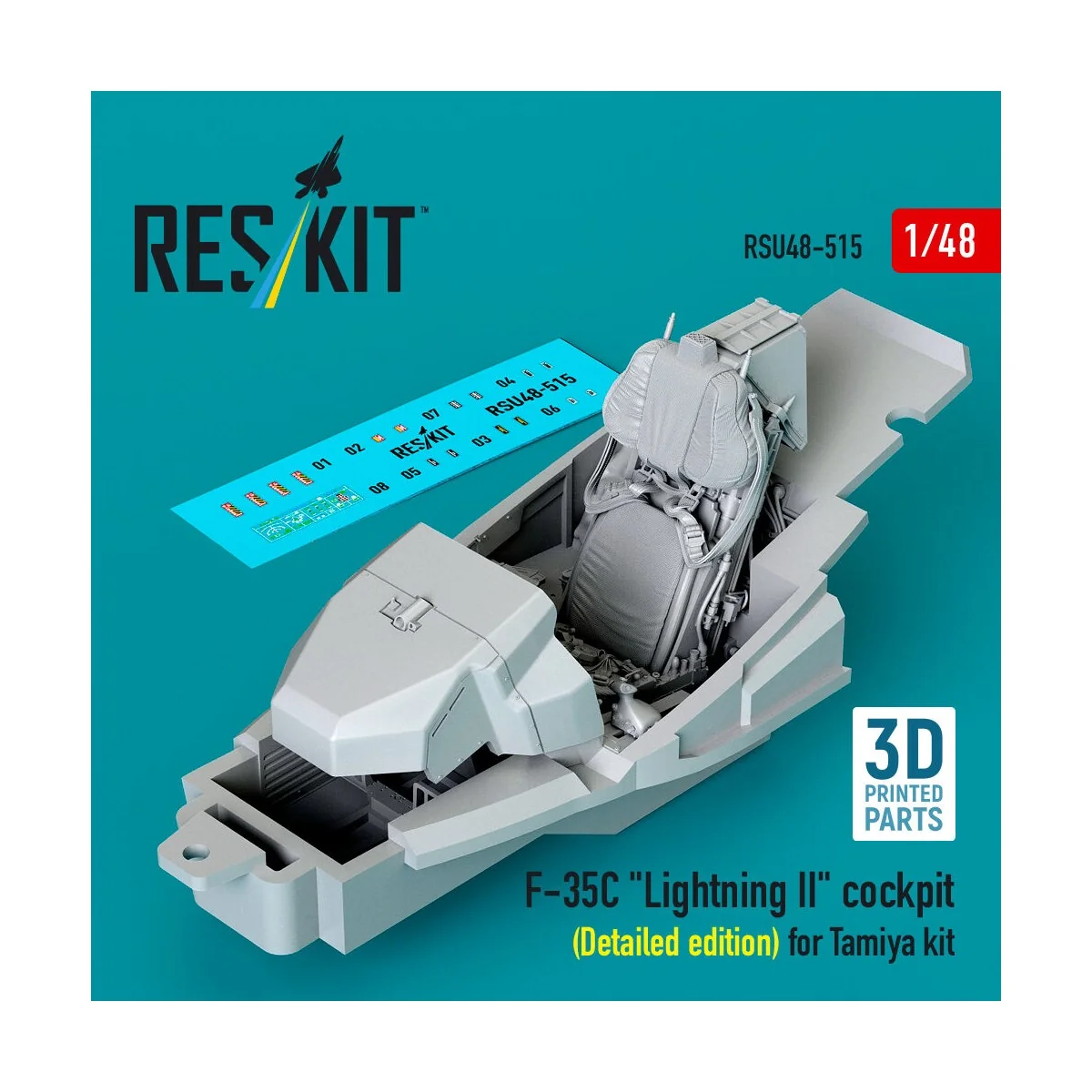 F-35C Lightning II cockpit (Detailed edition) for Tamiya kit (3D Pr...