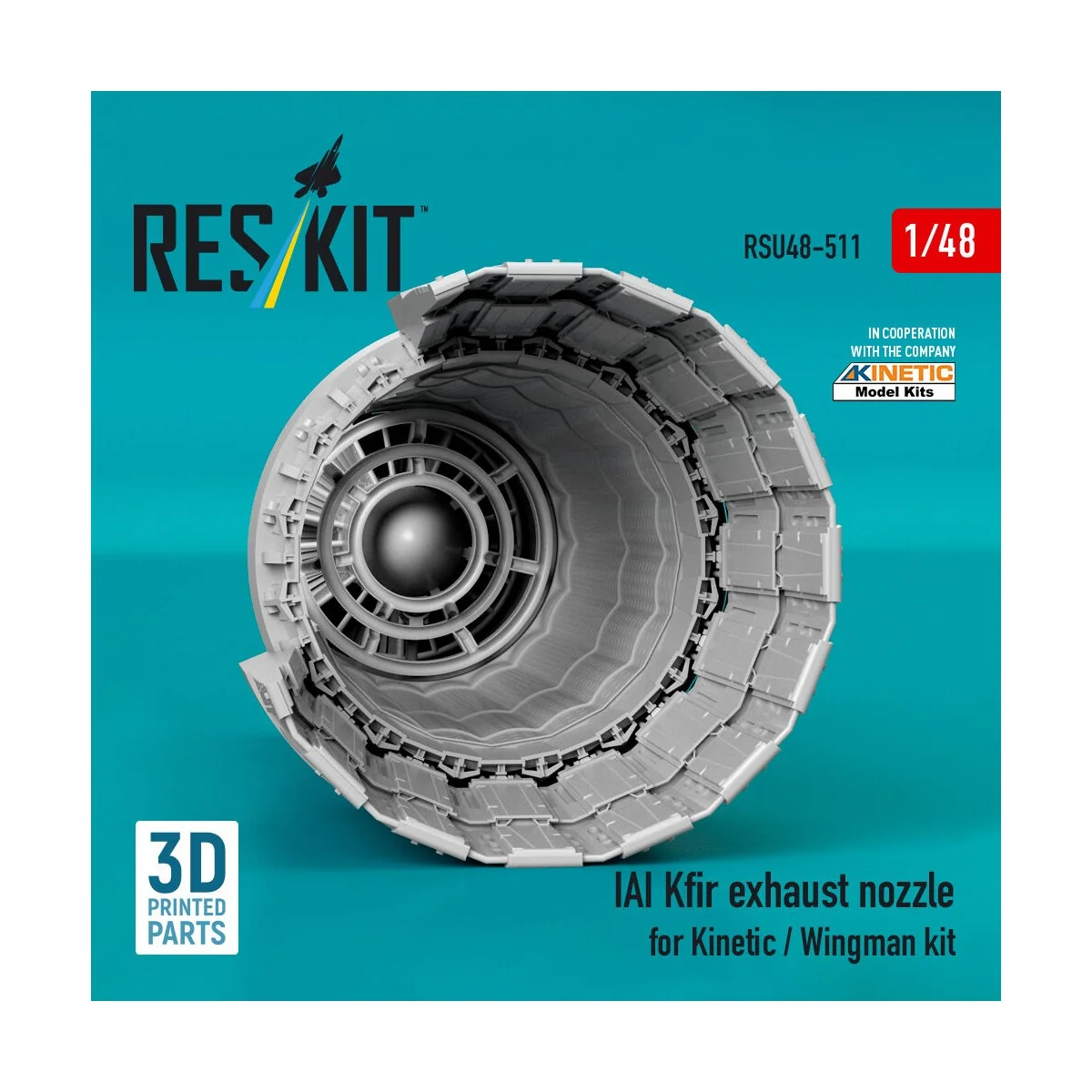 IAI Kfir exhaust nozzle for Kinetic / Wingman kit (3D Printed), 1/4...