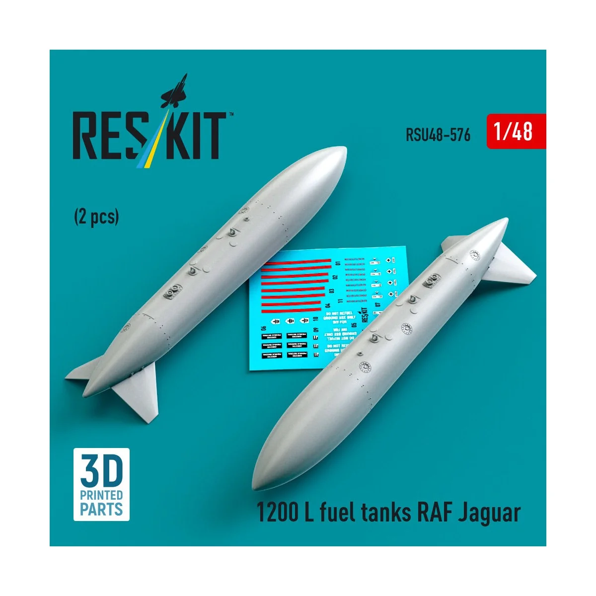 1200 L fuel tanks RAF Jaguar (2 pcs) (3D Printed), 1/48 - ResKit Mo...
