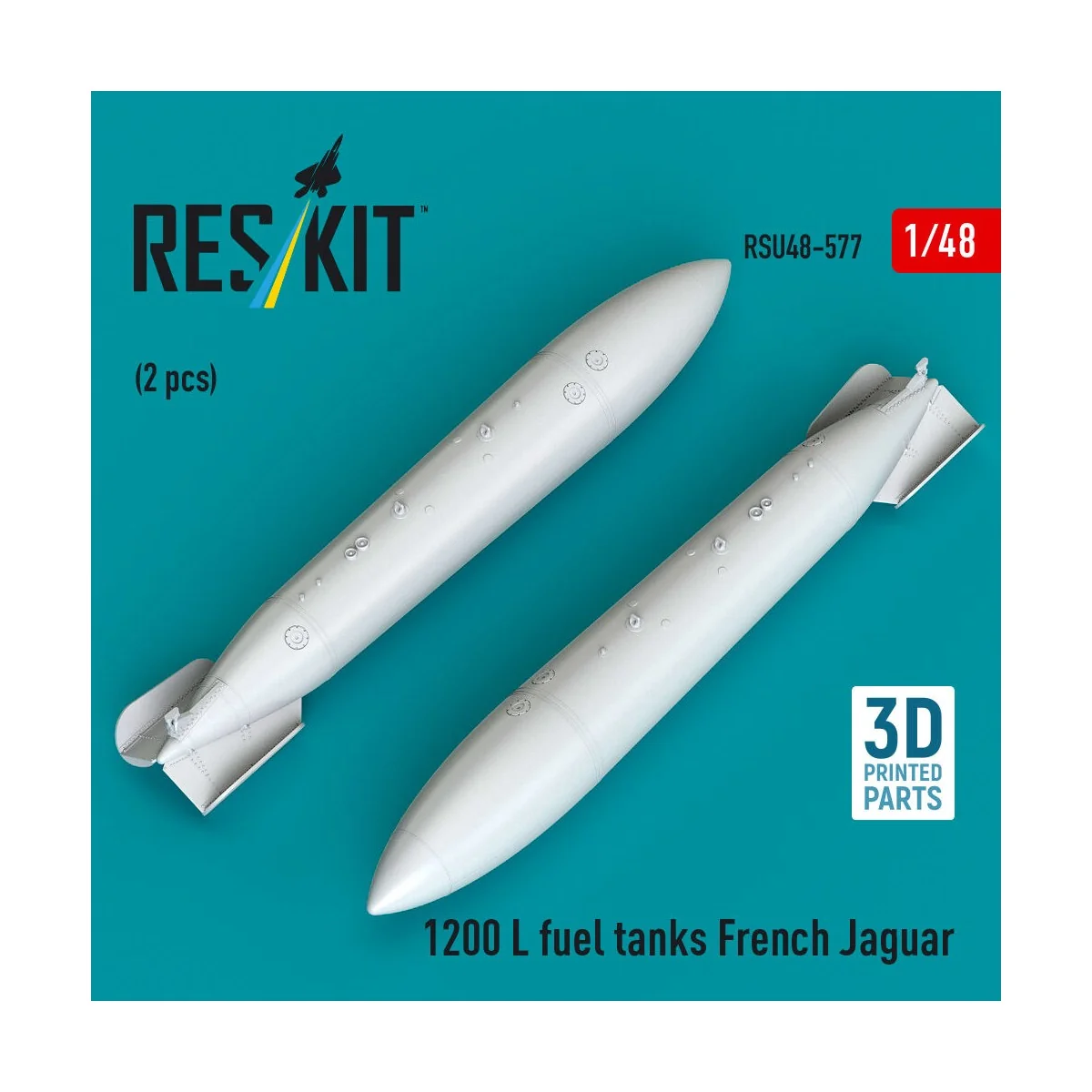 1200 L fuel tanks French Jaguar (2 pcs) (3D Printed), 1/48 - ResKit...