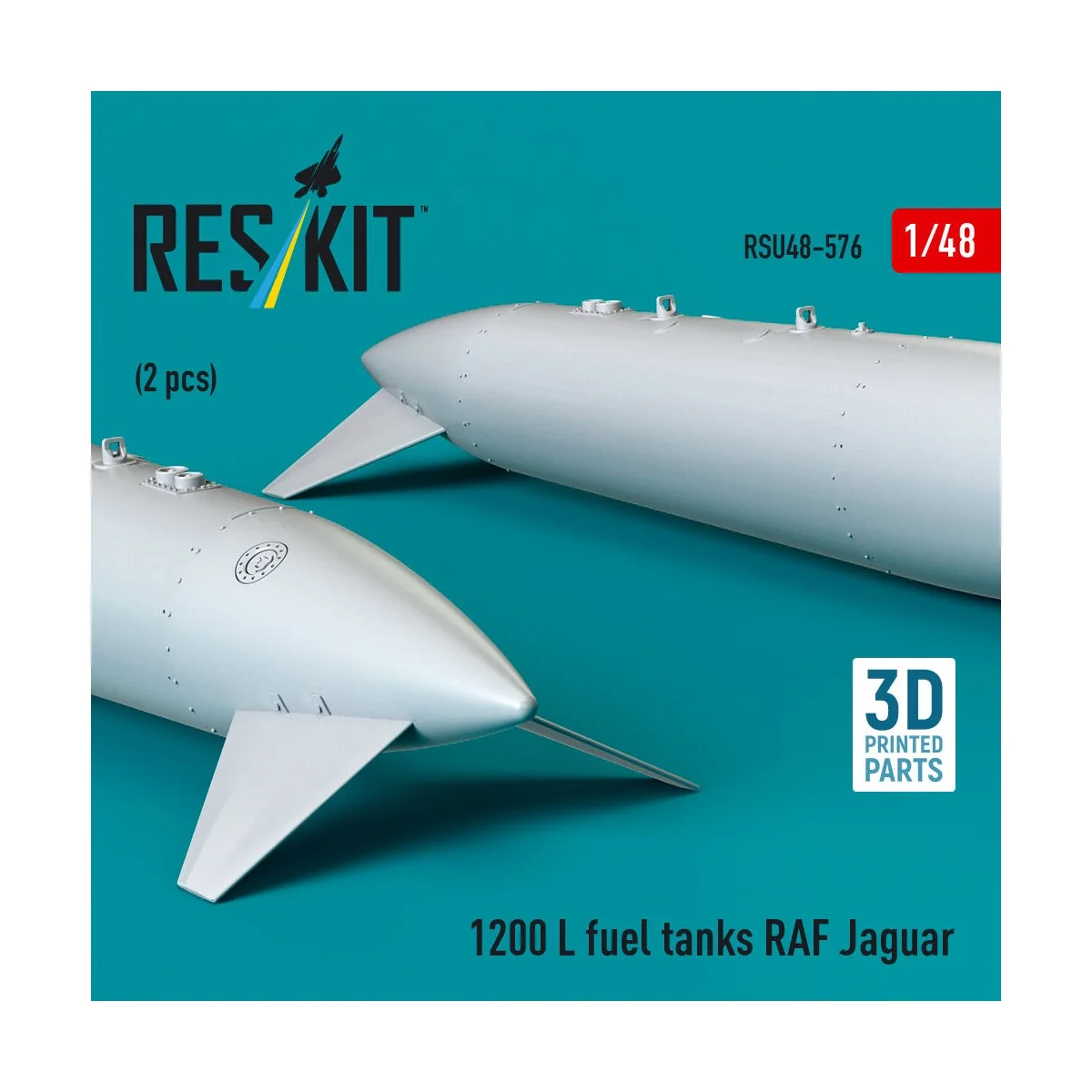 1200 L fuel tanks RAF Jaguar (2 pcs) (3D Printed), 1/48 - ResKit Mo...