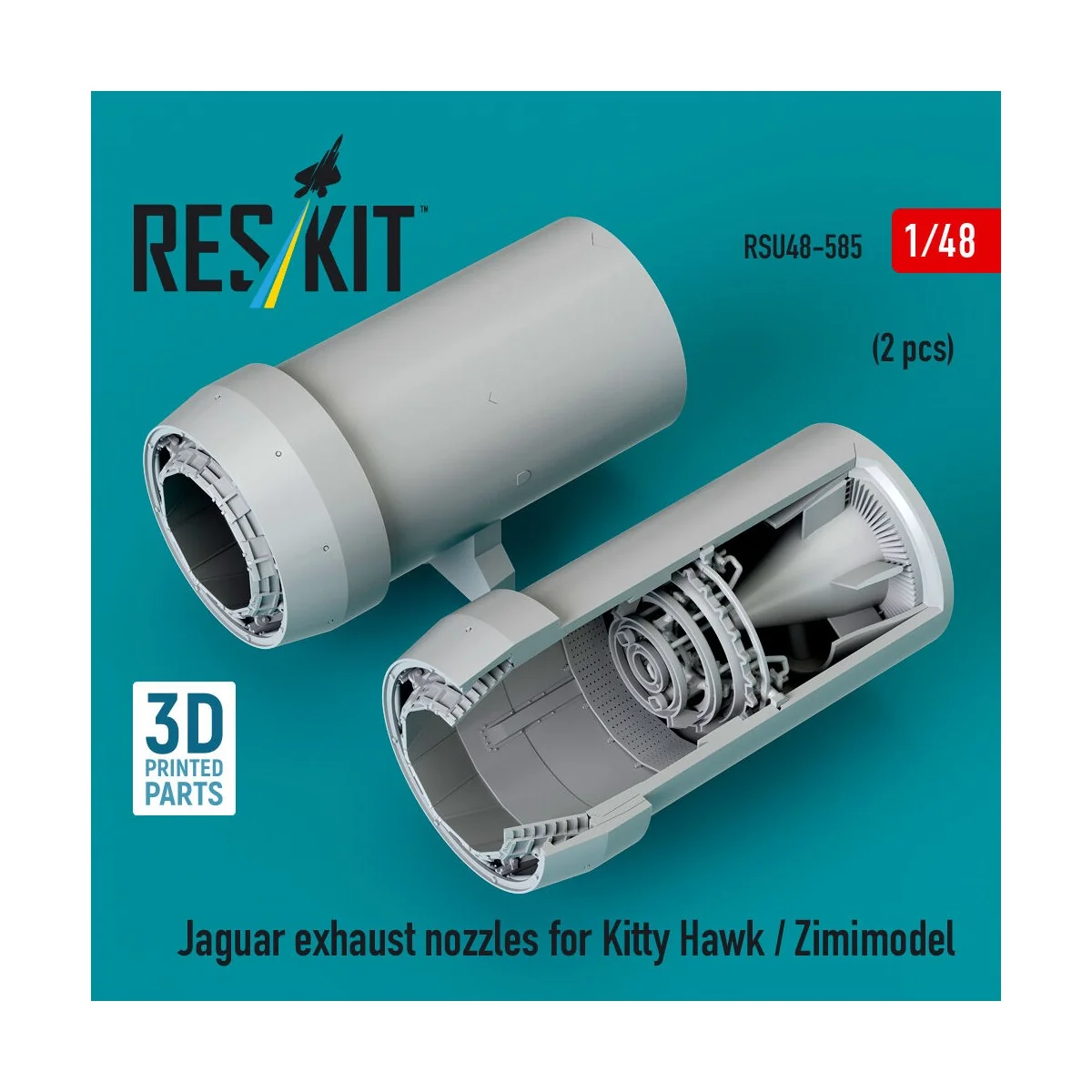 Jaguar exhaust nozzles for Kitty Hawk / Zimimodel (3D Printed), 1/4...