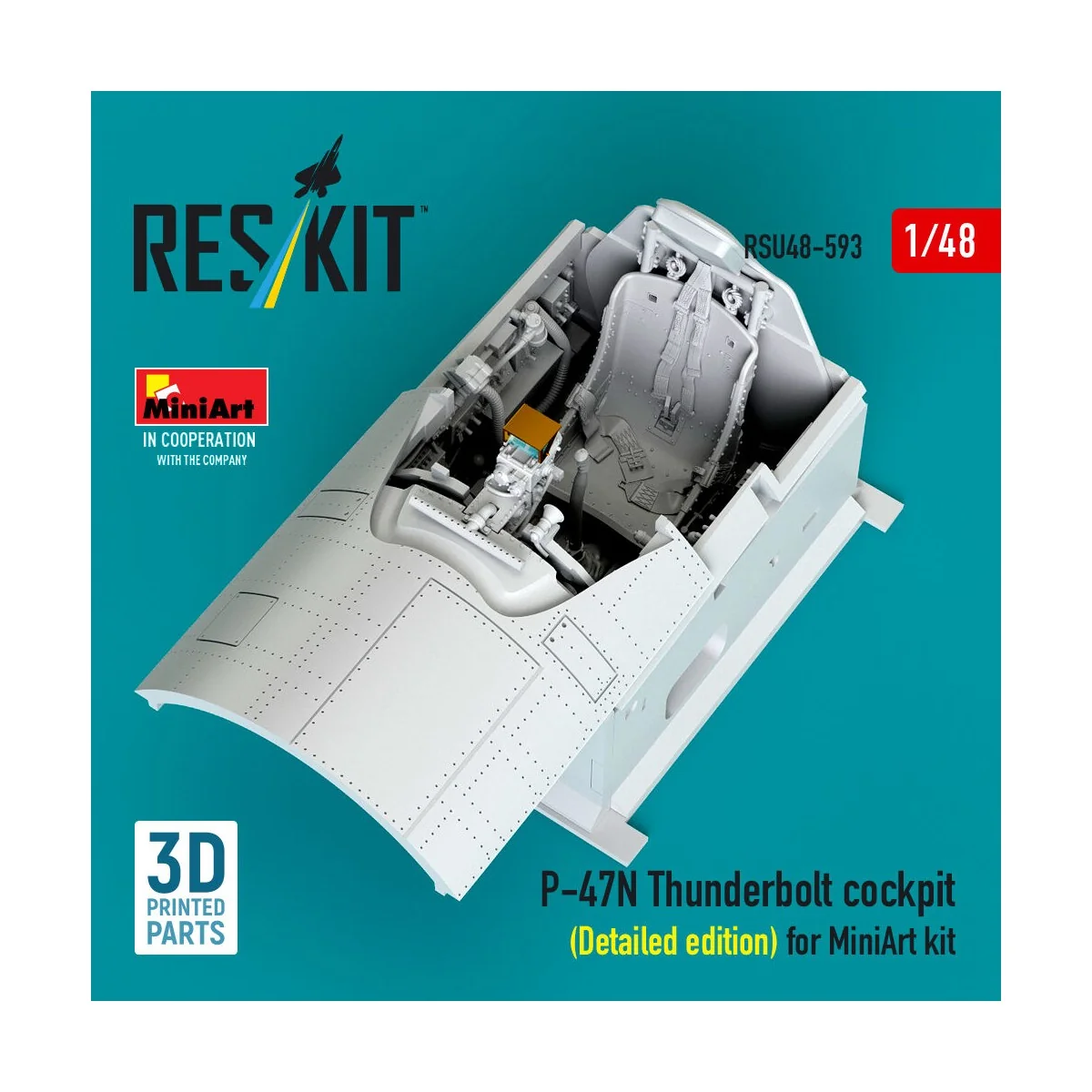 P-47N Thunderbolt cockpit (Detailed edition) for MiniArt kit (3D Pr... P-47N Thunderbolt cockpit (Detailed edition) for MiniArt kit (3D Pr...