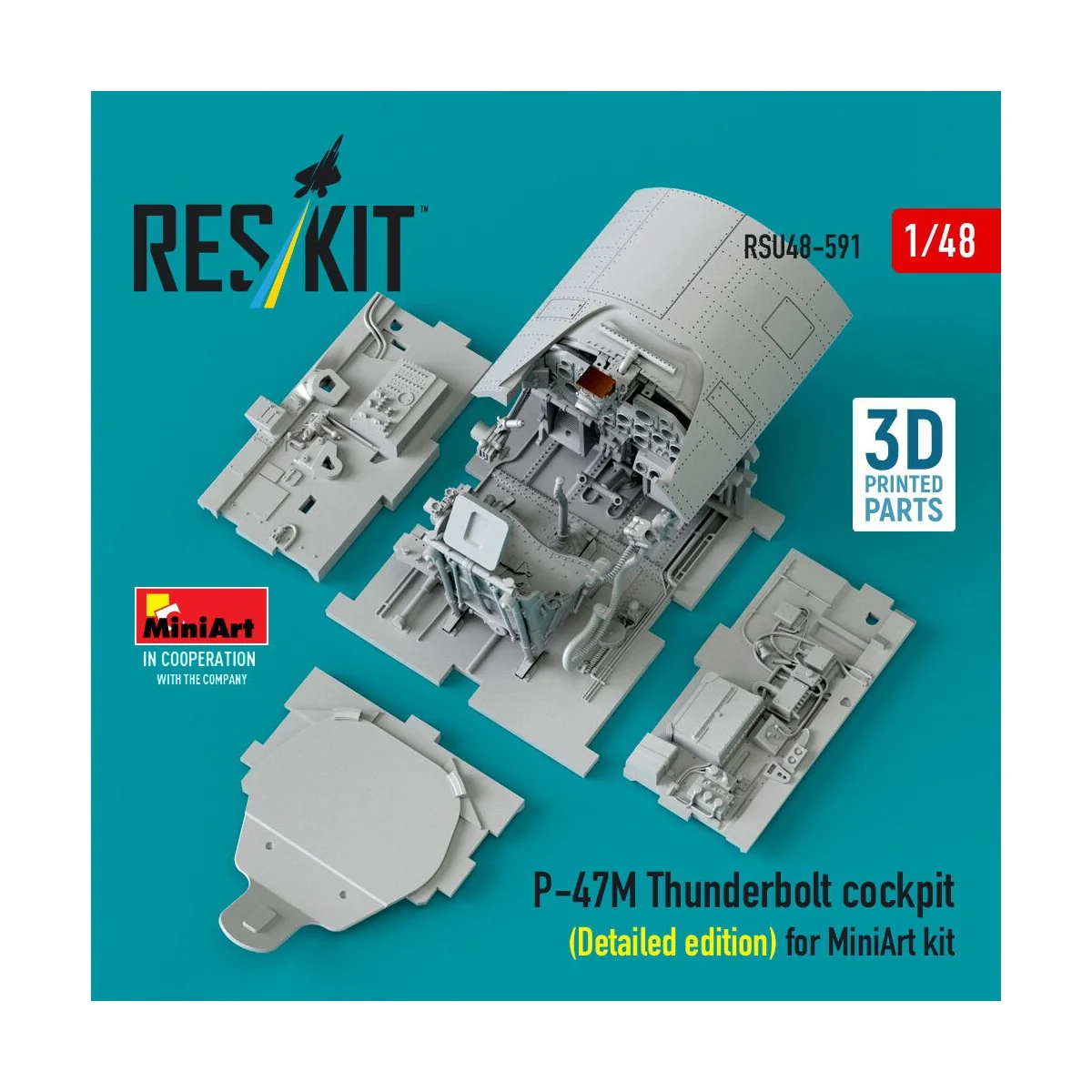P-47M Thunderbolt cockpit (Detailed edition) for MiniArt kit (3D Pr...