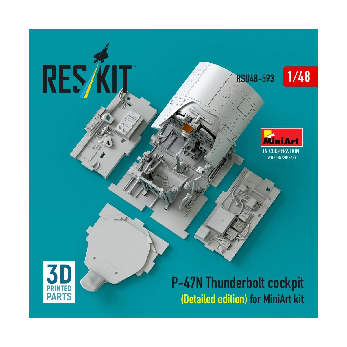 P-47N Thunderbolt cockpit (Detailed edition) for MiniArt kit (3D Pr... P-47N Thunderbolt cockpit (Detailed edition) for MiniArt kit (3D Pr...