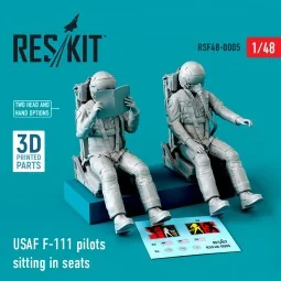 USAF F-111 pilots sitting in seats (2 pcs) (3D Printed), 1/48 - Res...