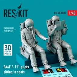 RAAF F-111 pilots sitting in seats (2 pcs) (3D Printed), 1/48 - Res...