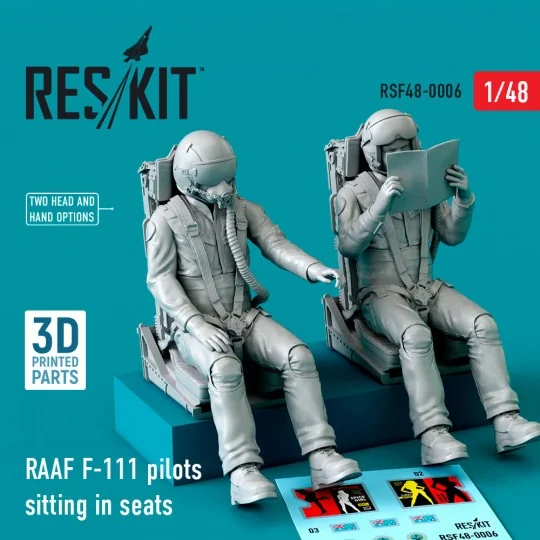 RAAF F-111 pilots sitting in seats (2 pcs) (3D Printed), 1/48 - Res...