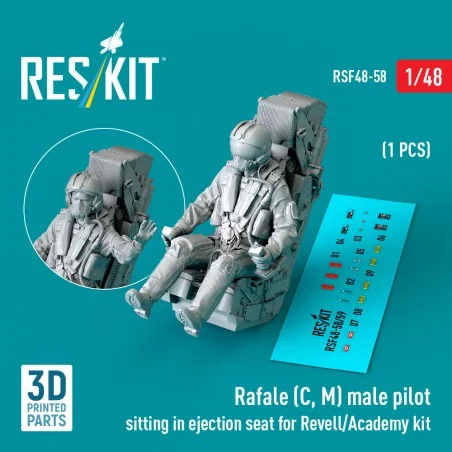 Rafale (C, M) male pilot sitting in ejection seat for Revell/Academ...