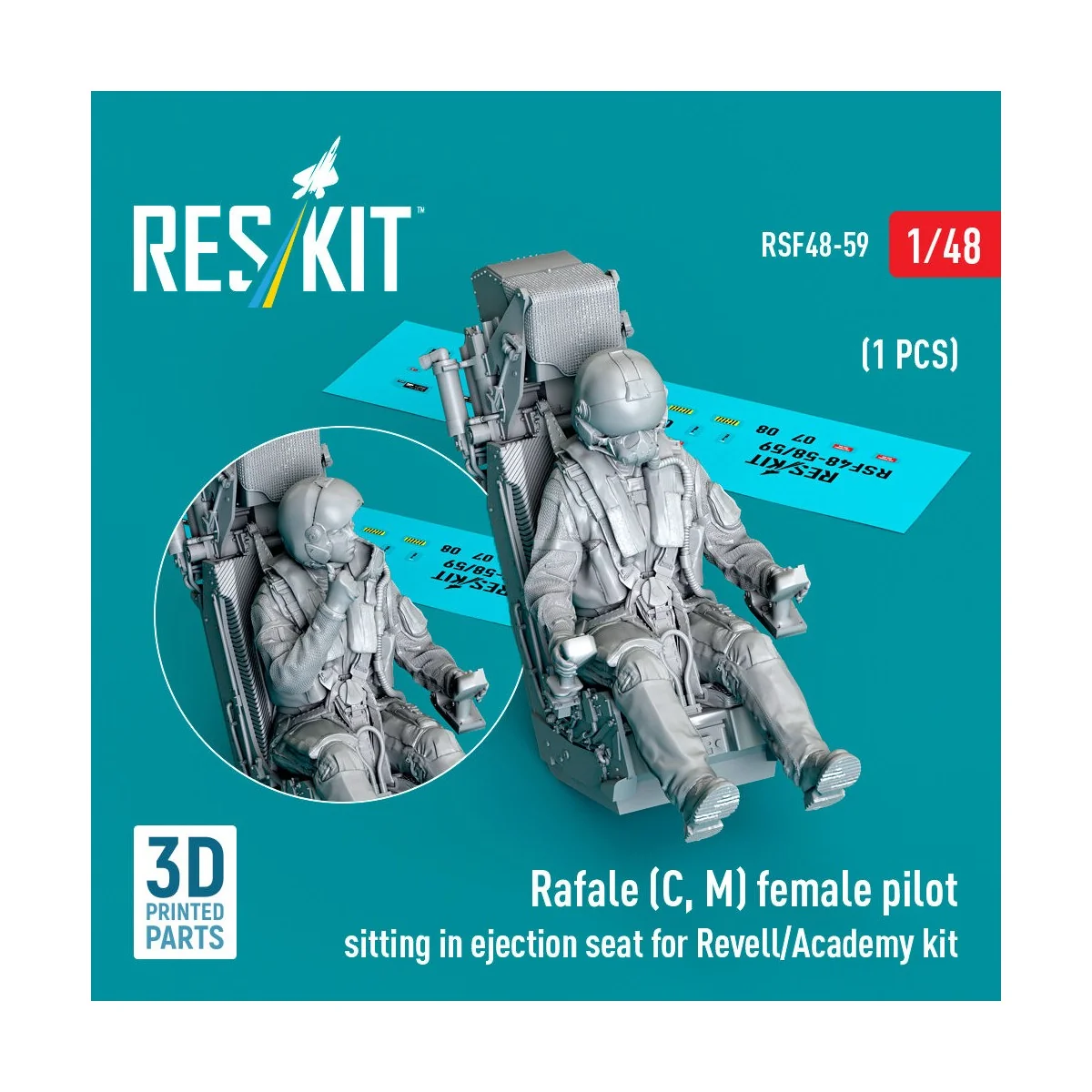 Rafale (C, M) female pilot sitting in ejection seat for Revell/Acad...