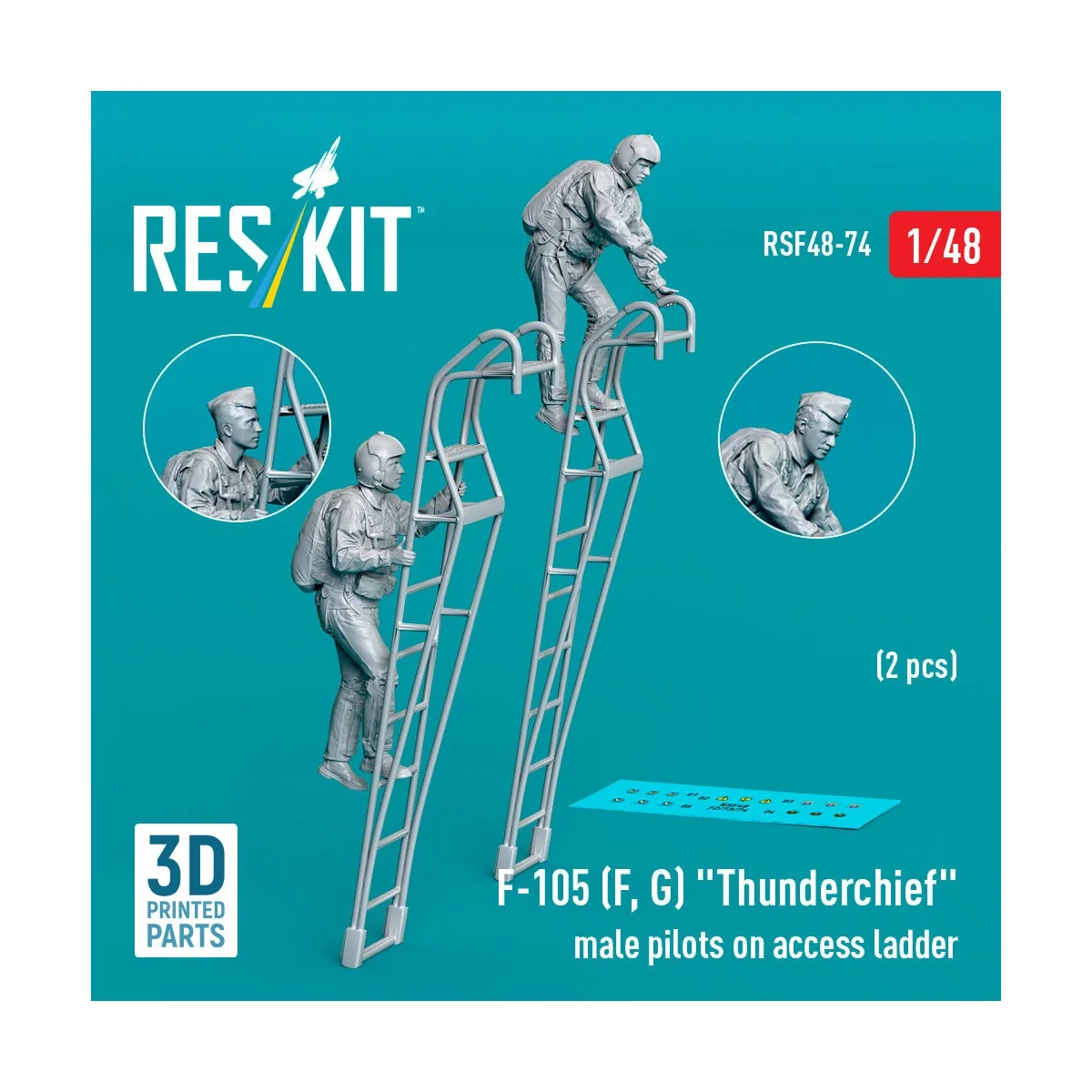 F-105 (F, G) Thunderchief male pilots on access ladder (2 pcs) (3D ...