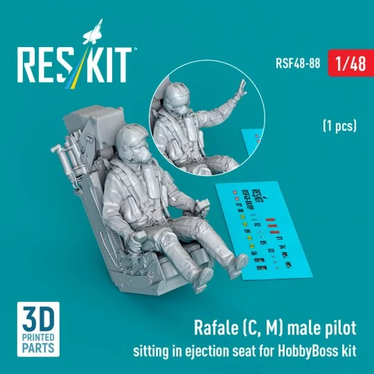 Rafale (C, M) male pilot sitting in ejection seat for HobbyBoss kit...