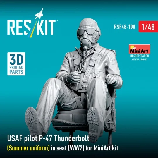 USAF pilot P-47 Thunderbolt (Summer uniform) in seat (WW2) for Mini... USAF pilot P-47 Thunderbolt (Summer uniform) in seat (WW2) for Mini...