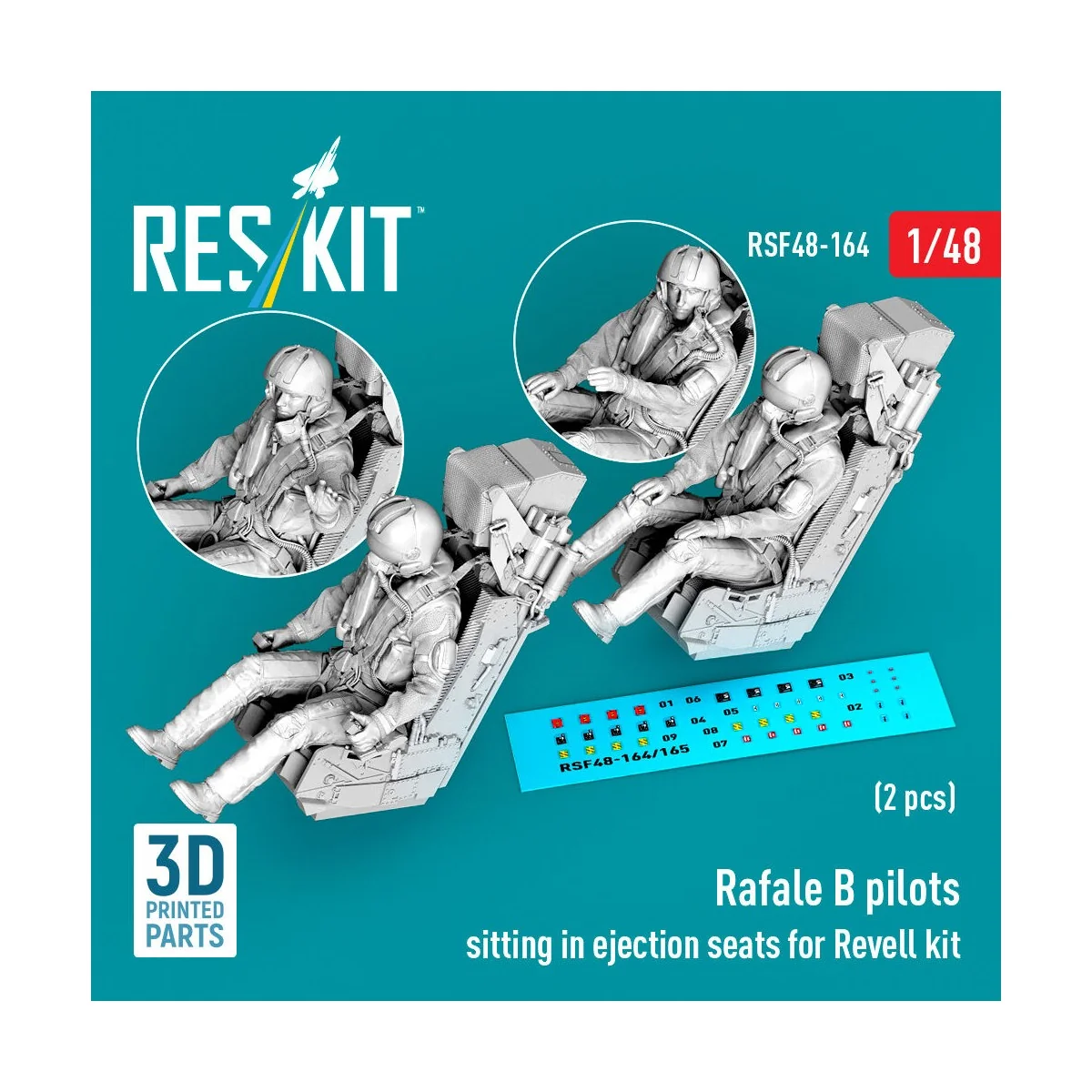 Rafale B pilots sitting in ejection seats for Revell kit (2 pcs) (3...