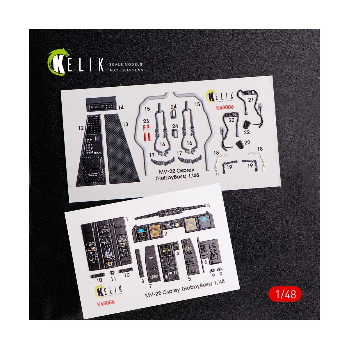 MV-22 Osprey interior 3D decals for HobbyBoss kit, 1/48 - Kelik K48006