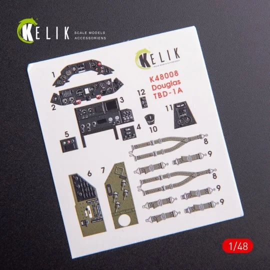 TBD-1A Devastator interior 3D decals for GWH kit, 1/48 - Kelik K48008