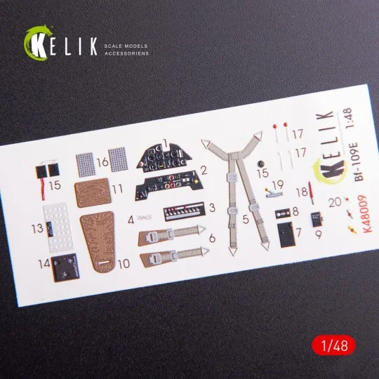 Bf-109E interior 3D decals for WingsyKits kit, 1/48 - Kelik K48009