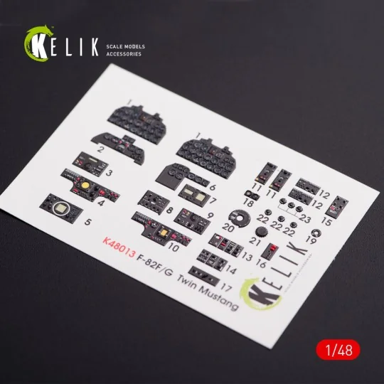 F-82 (F, G) Twin Mustang interior 3D decals for Modelsvit kit, 1/48...