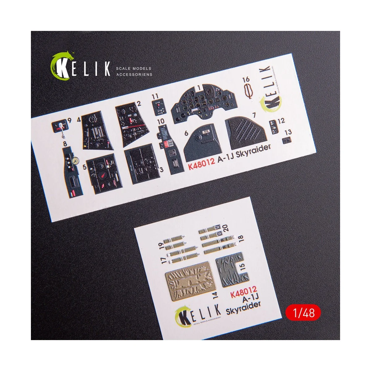 A-1J Skyraider interior 3D decals for Tamiya kit, 1/48 - Kelik K48012