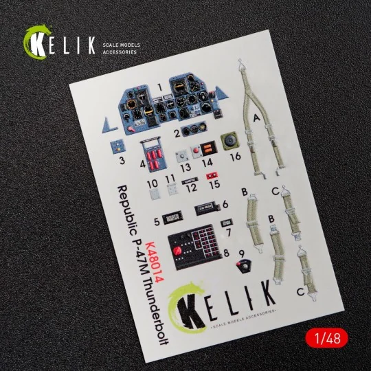 P-47M Thunderbolt interior 3D decals for Tamiya kit, 1/48 - Kelik K...