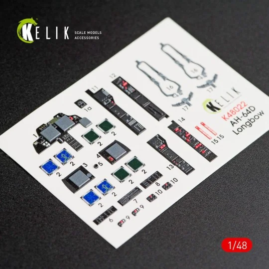 AH-64D Apache longbow interior 3D decals for Academy kit, 1/48 - Ke...