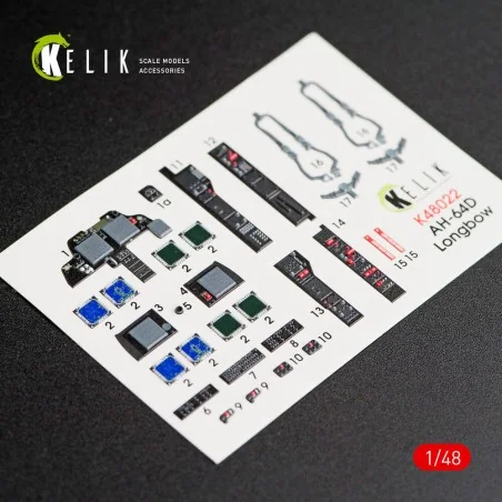 AH-64D Apache longbow interior 3D decals for Academy kit, 1/48 - Ke...