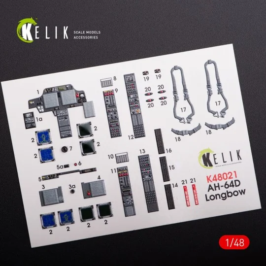 AH-64D Apache longbow interior 3D decals for Hasegawa kit, 1/48 - K...
