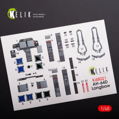 AH-64D Apache longbow interior 3D decals for Hasegawa kit, 1/48 - K...