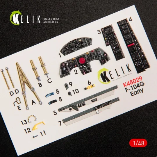 F-104G Starfighter early type interior 3D decals for Hasegawa kit, ...
