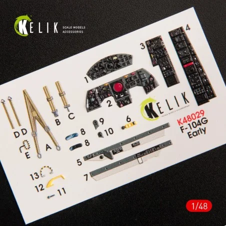 F-104G Starfighter early type interior 3D decals for Hasegawa kit, ...