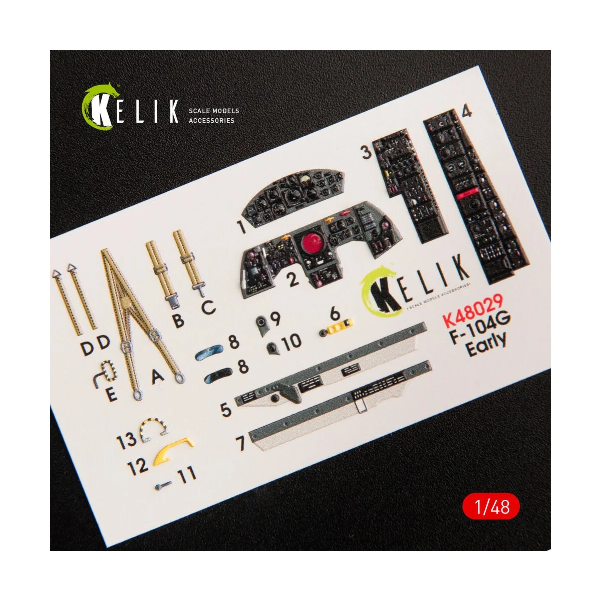 F-104G Starfighter early type interior 3D decals for Hasegawa kit, ...