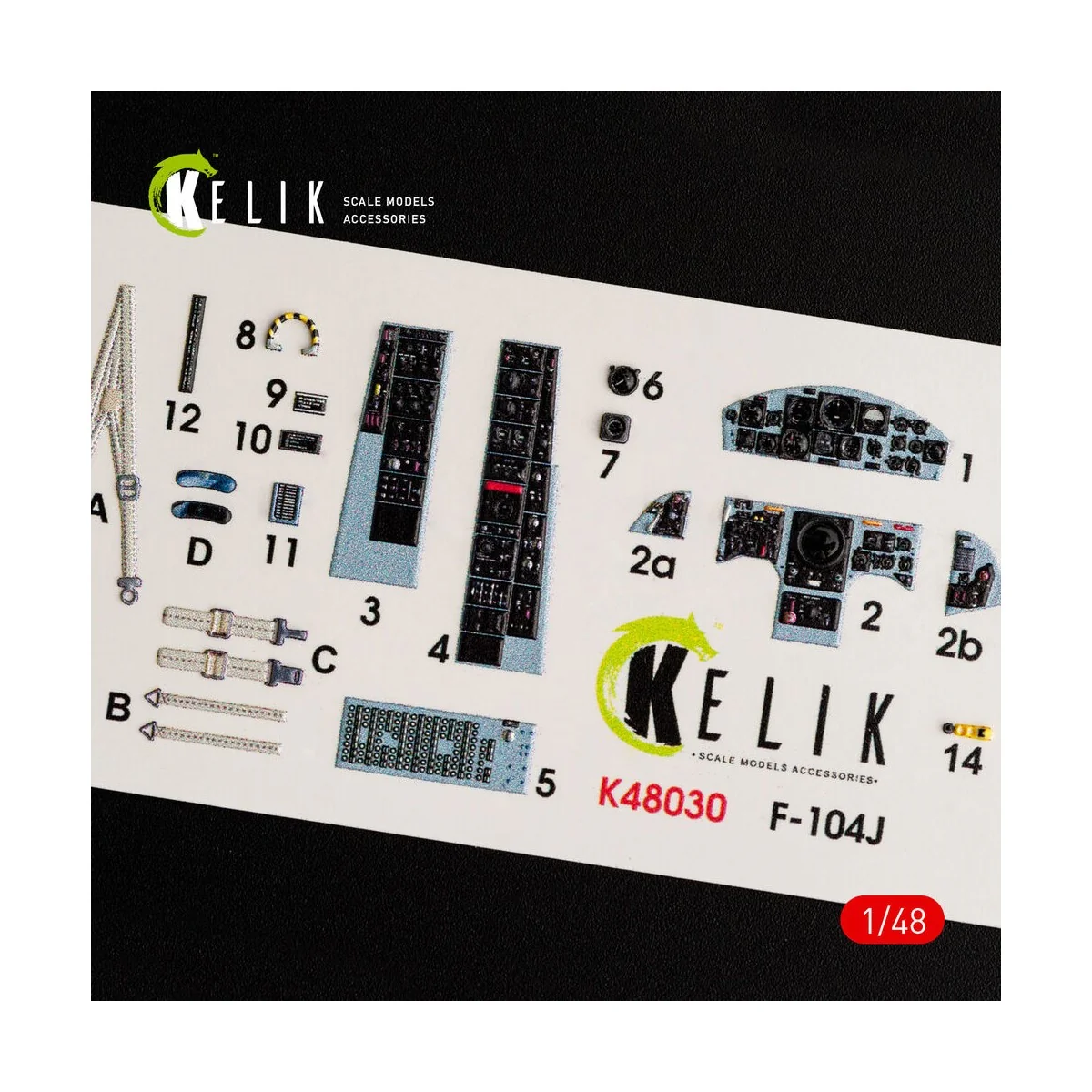 F-104J Starfighter interior 3D decals for Kinetic kit, 1/48 - Kelik...