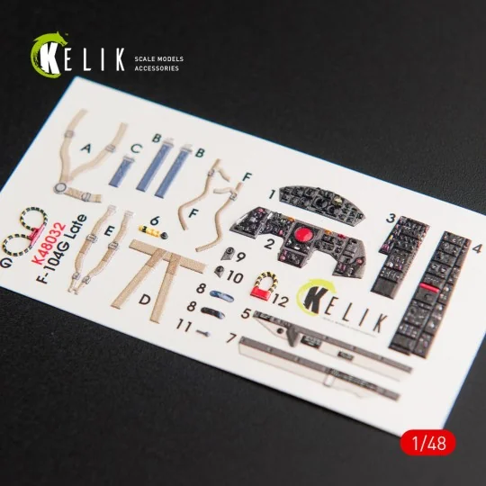 F-104G Starfighter late type interior 3D decals for Hasegawa kit, 1...