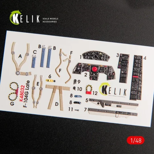 F-104G Starfighter late type interior 3D decals for Hasegawa kit, 1...