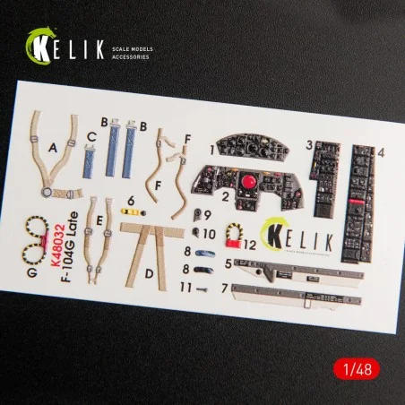 F-104G Starfighter late type interior 3D decals for Hasegawa kit, 1...