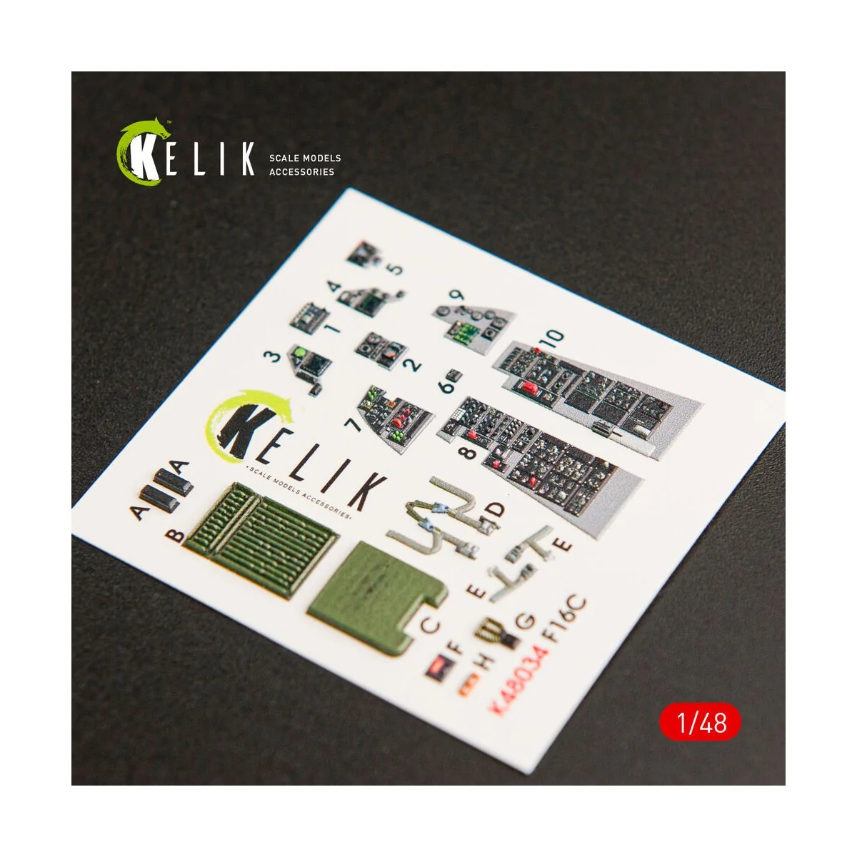 F-16C Fighting Falcon interior 3D decals for Kinetic kit, 1/48 - Ke...