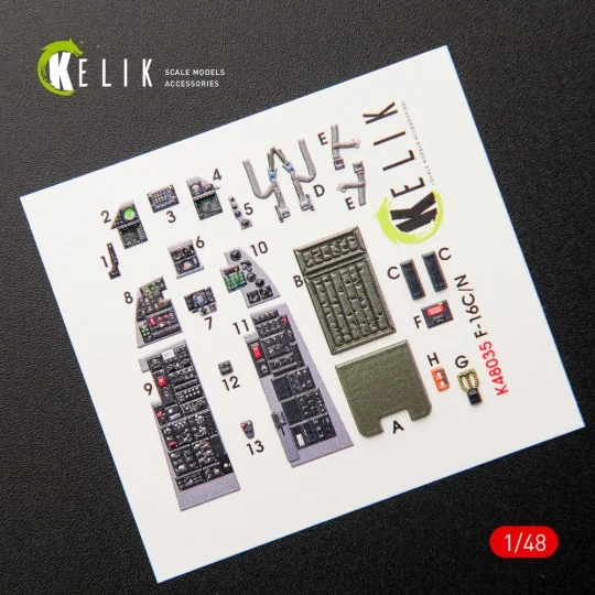 F-16C\N Fighting Falcon interior 3D decals for Tamiya kit, 1/48 - K...