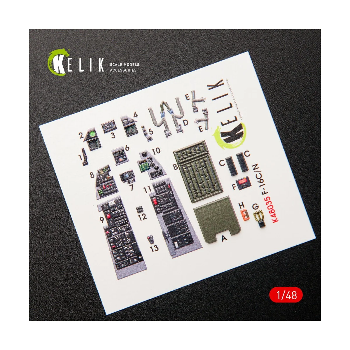 F-16C\N Fighting Falcon interior 3D decals for Tamiya kit, 1/48 - K...