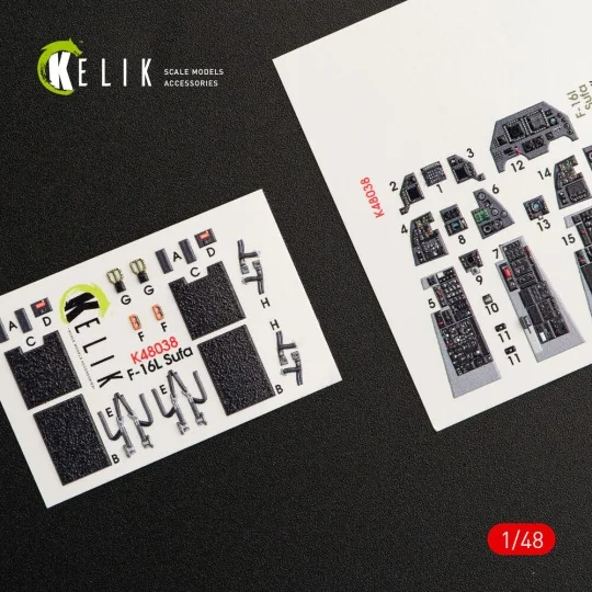 F-16I Sufa interior 3D decals for Kinetic kit, 1/48 - Kelik K48038