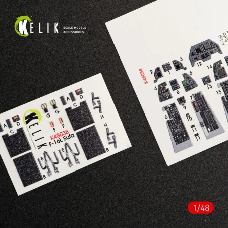 F-16I Sufa interior 3D decals for Kinetic kit, 1/48 - Kelik K48038