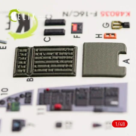 F-16C\N Fighting Falcon interior 3D decals for Tamiya kit, 1/48 - K...