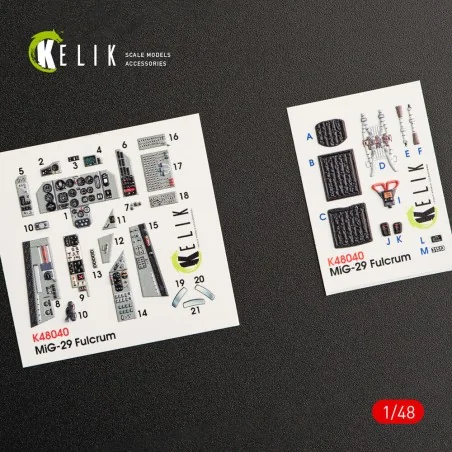 MiG-29A (9-12) Fulcrum interior 3D decals for GWH kit, 1/48 - Kelik...