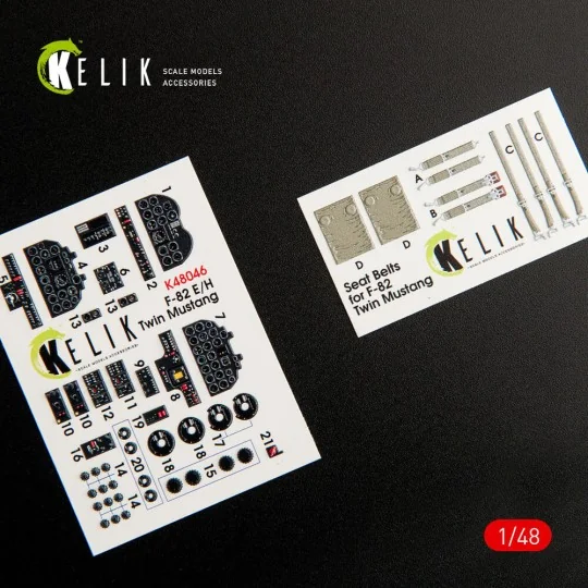 F-82 E/H Twin Mustang interior 3D decals for Modelsvit, 1/48 - Keli...