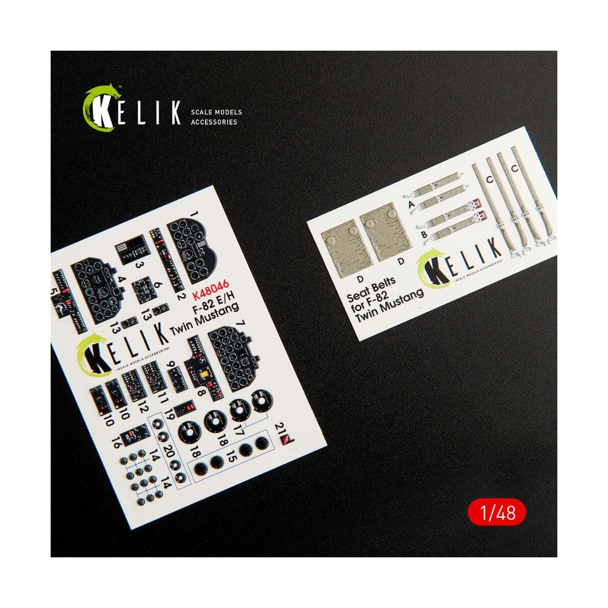 F-82 E/H Twin Mustang interior 3D decals for Modelsvit, 1/48 - Keli...