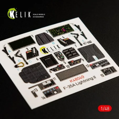 F-35A Lightning II interior 3D decals for Meng kit, 1/48 - Kelik K4...