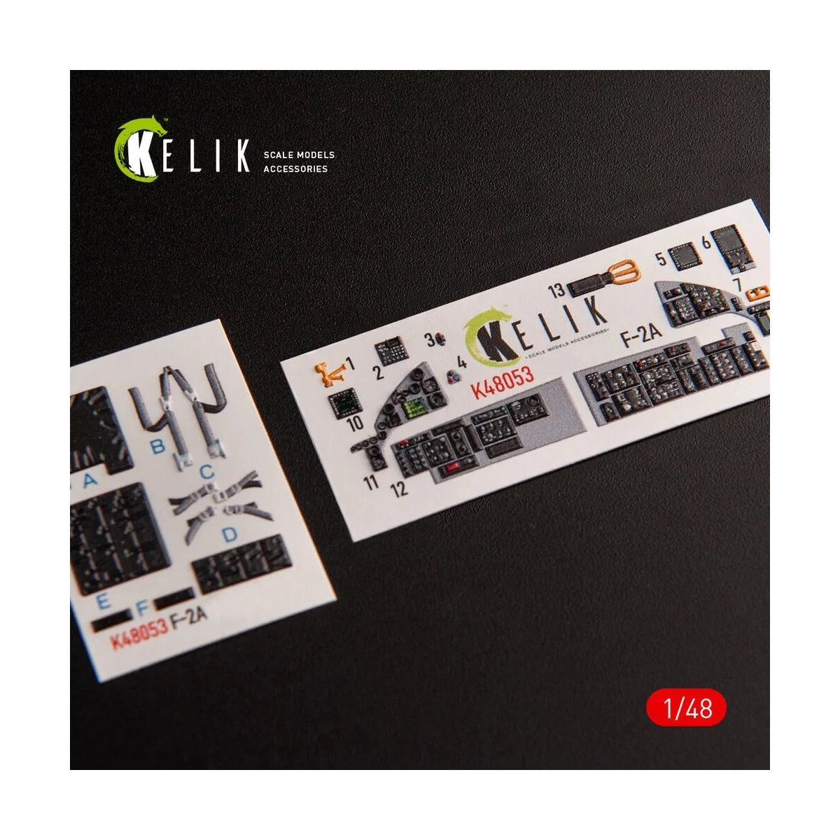 JASDF F-2A interior 3D decals for Hasegawa kit, 1/48 - Kelik K48053